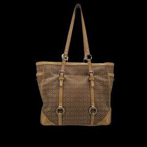 Coach Brown and Tan Jacquard Shoulder Bag